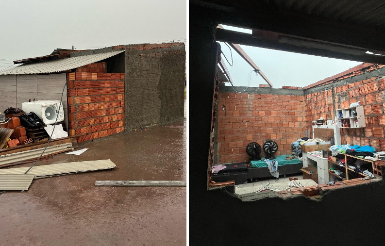 Casa é destelhada por temporal de quinta-feira, 13, no bairro Pocinho em Ilhota