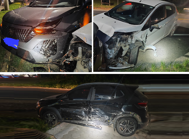 Acidente com três veículos deixa um ferido leve do bairro Bateias em Gaspar