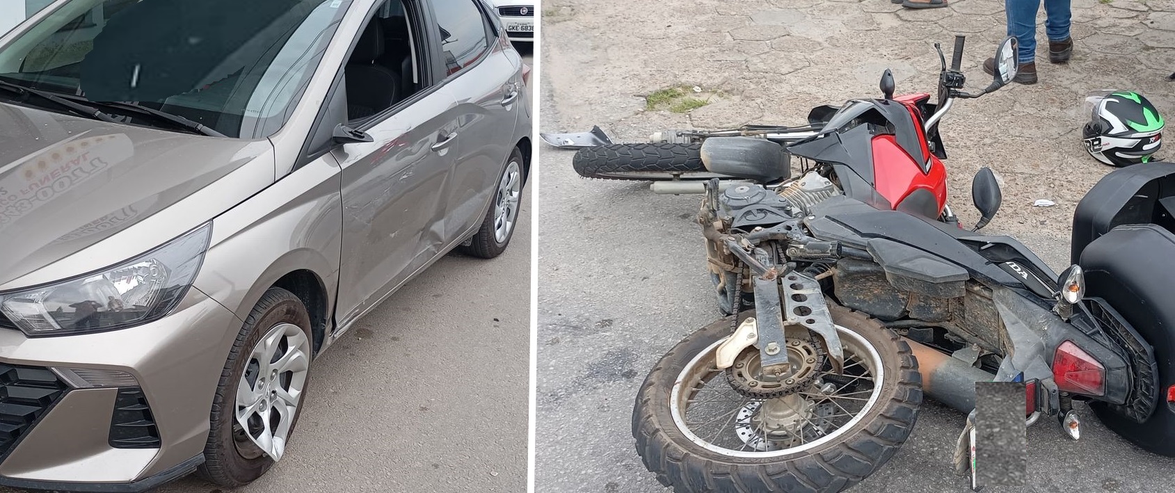 Colisão entre moto e carro deixa motociclista ferido no centro de ilhota