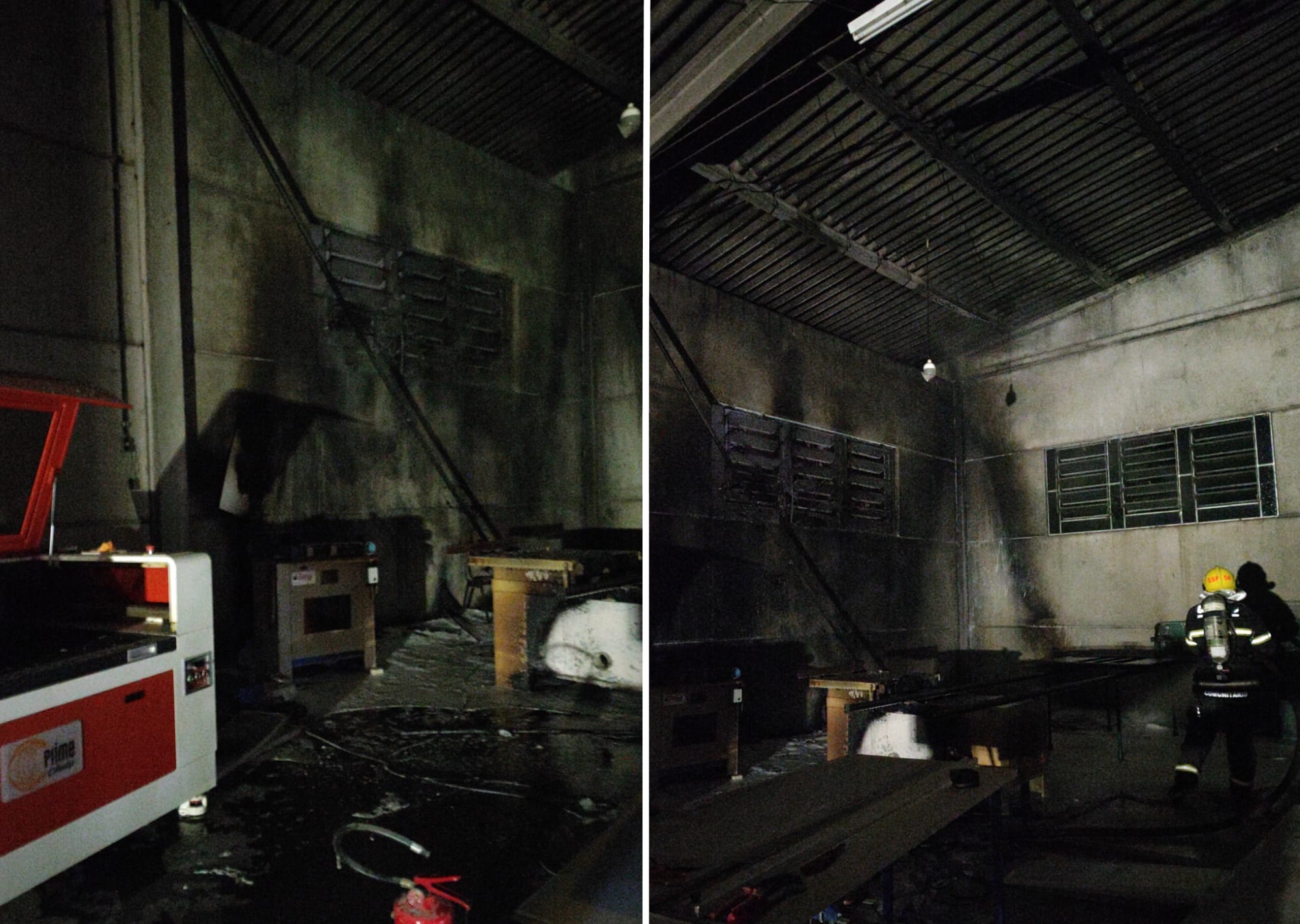 Incêndio é controlado por populares em fábrica de produtos em acrílico, no Santa Terezinha