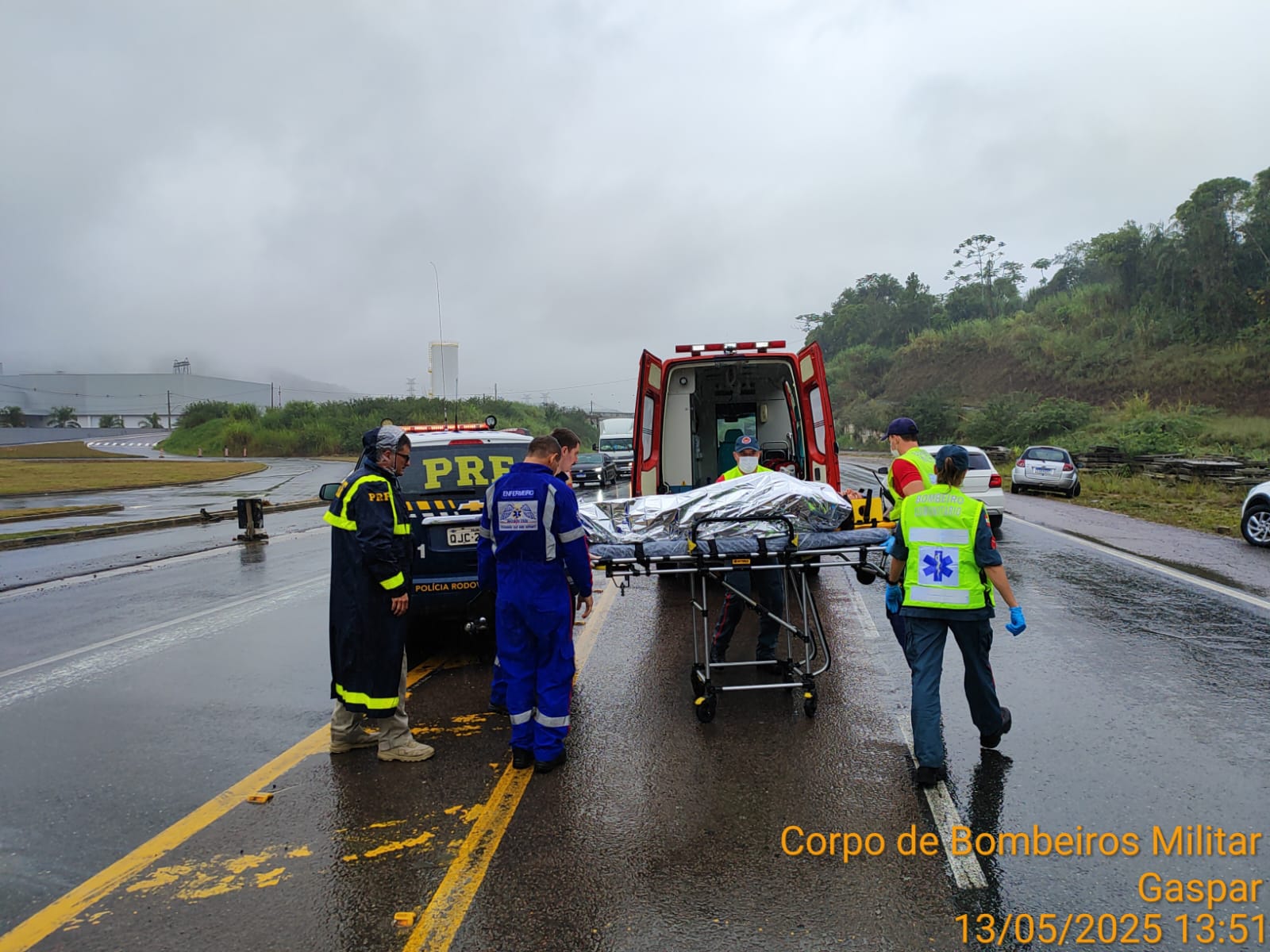Colisão entre dois motociclista deixa um ferido na BR 470 no Belchior Baixo em Gaspar