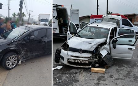 Colisão entre dois carros deixa um vítima ferida na Rod. Jorge Lacerda, Próximo do Loteamento Ilha Bela em Ilhota