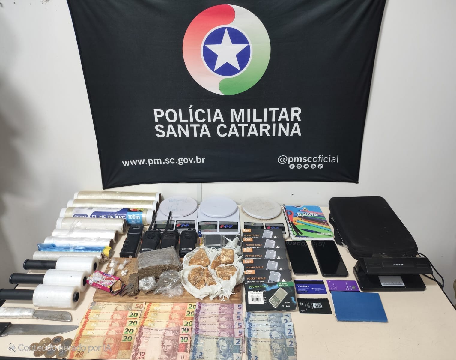  PM desarticula esquema de tráfico de drogas e prende quatro pessoas em Ilhota