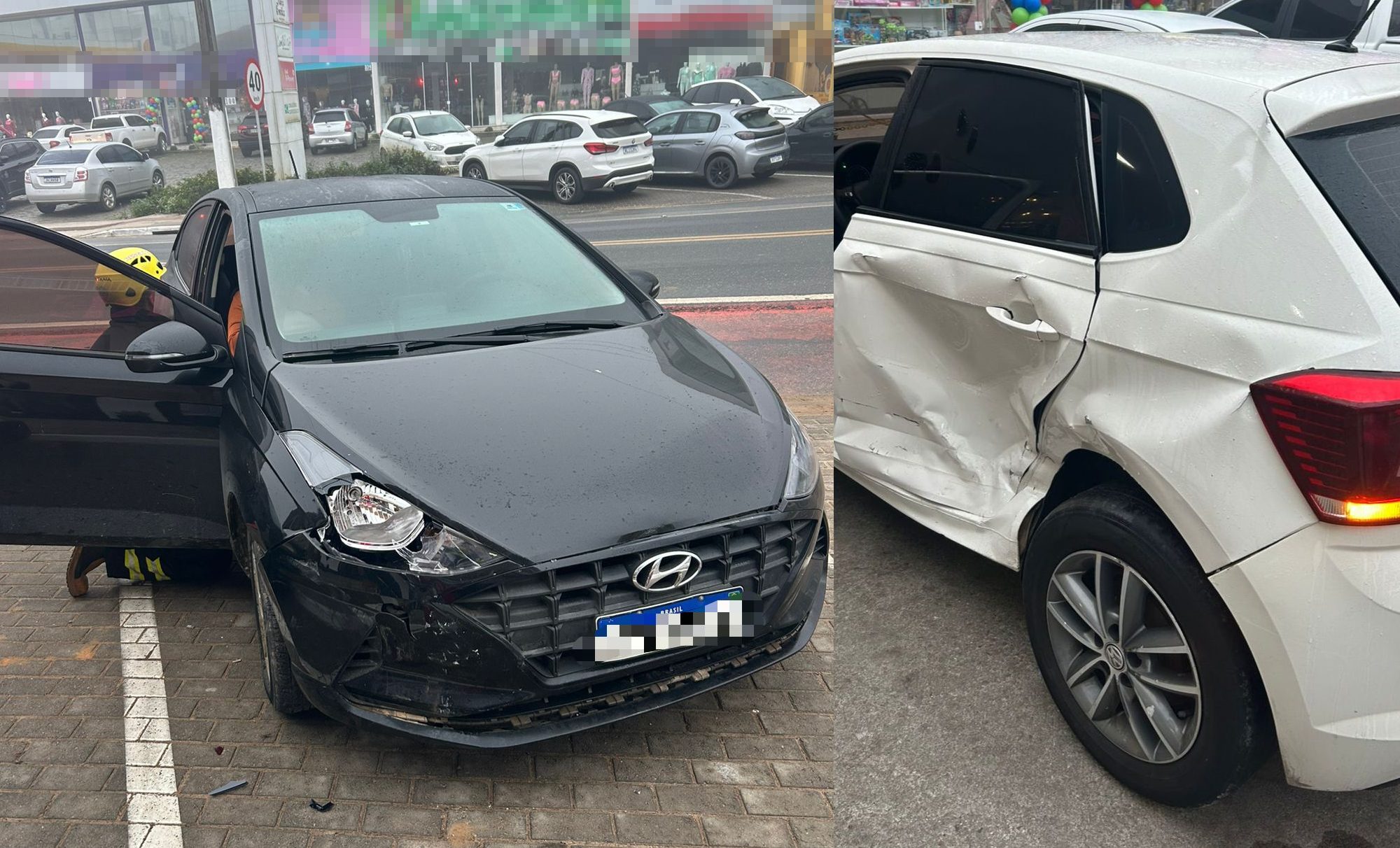 Bombeiros Voluntários atendem acidente entre dois veículos com danos materiais no Centro de Ilhota