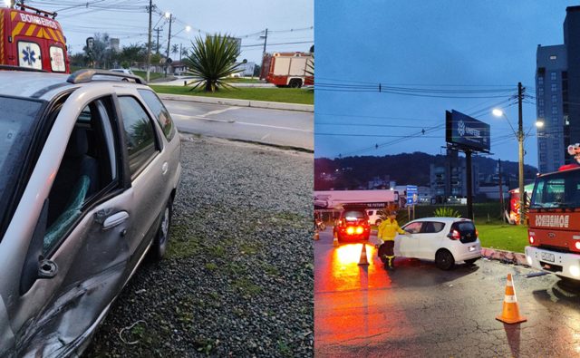 Colisão entre dois carros no trevo da antiga Parolli deixa dois feridos leves