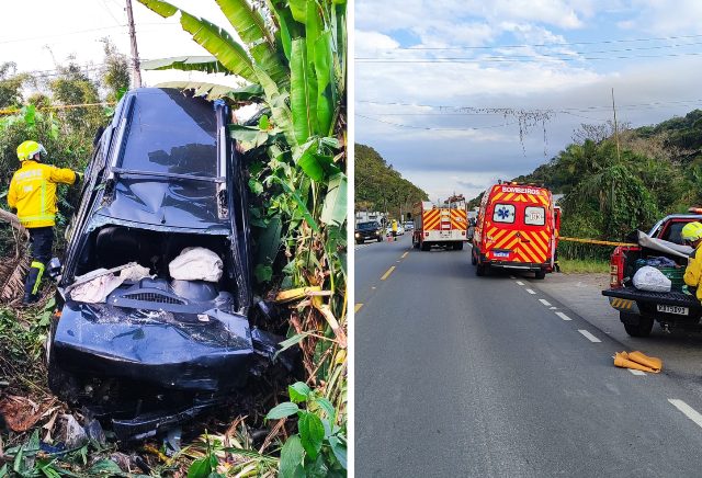 Mulher fica ferida após queda de veículo em ribanceira, na Rod. Ivo Silveira, no Barracão
